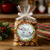 Aangepaste vogels in needles rode bessen ronde sticker