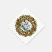 Aangepaste vogels in needles rode bessen servet (Hoek)