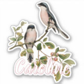 Aangepaste vogels in rode bessenboom sticker (Voorkant)