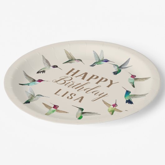 Aangepaste vogeltjes Happy Birthday Paper Borden Papieren Bordje (Gekanteld)