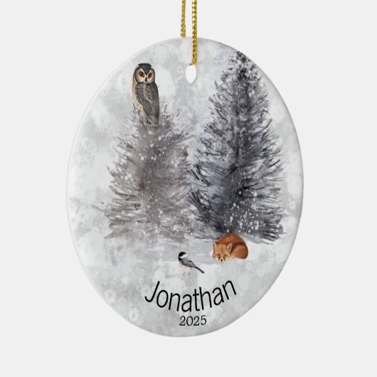 Aangepaste vogelvogel-wintercabine keramisch ornament (Rechts)