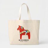 Aangepaste volkskunst Red Dala Horse Grote Tote Bag (Voorkant)