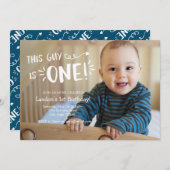 Aangepaste Volledige Foto Eerste Verjaardag Uitnod Kaart (Voorkant / Achterkant)