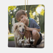 Aangepaste volledige twee foto script tekst kerst keramisch ornament (Links)