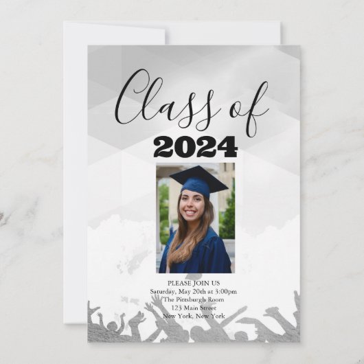 Aangepaste volledige uitnodiging voor foto-Afstude (Achterkant)