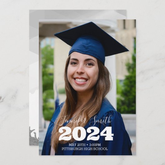 Aangepaste volledige uitnodiging voor foto-Afstude (Voorkant / Achterkant)