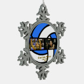 Aangepaste Volleybal Gepersonaliseerde Foto Orname Tin Sneeuwvlok Ornament (Links)