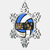 Aangepaste Volleybal Gepersonaliseerde Foto Orname Tin Sneeuwvlok Ornament (Rechts)