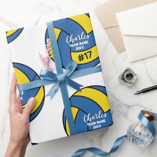 Aangepaste Volleybal Gift Wrap met Naam & Nummer Cadeaupapier (Geschenken)