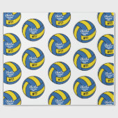 Aangepaste Volleybal Gift Wrap met Naam & Nummer Cadeaupapier (Vlak)