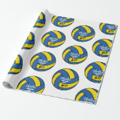 Aangepaste Volleybal Gift Wrap met Naam & Nummer Cadeaupapier (Uitgerold)