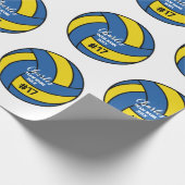 Aangepaste Volleybal Gift Wrap met Naam & Nummer Cadeaupapier (Hoek)