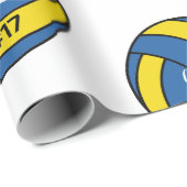 Aangepaste Volleybal Gift Wrap met Naam & Nummer Cadeaupapier (Rol Hoek)