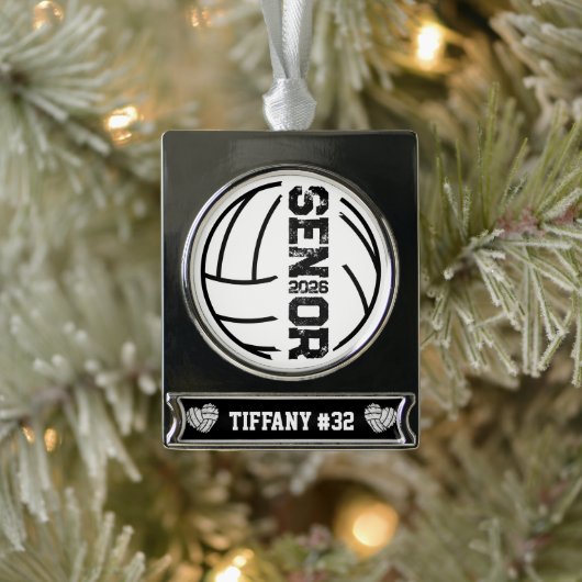 Aangepaste volleybal senior jaar noodlijdend aanta verzilverd banner ornament (Boom)