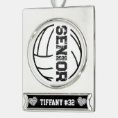 Aangepaste volleybal senior jaar noodlijdend aanta verzilverd banner ornament (Links)