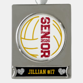 Aangepaste volleybal senior jaar noodlijdend aanta verzilverd banner ornament