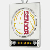 Aangepaste volleybal senior jaar noodlijdend aanta verzilverd banner ornament (Links)