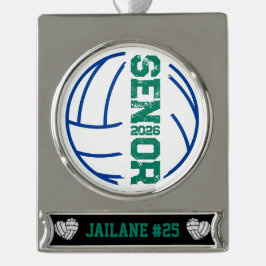 Aangepaste volleybal senior jaar noodlijdend aanta verzilverd banner ornament