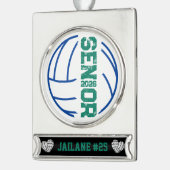 Aangepaste volleybal senior jaar noodlijdend aanta verzilverd banner ornament (Links)
