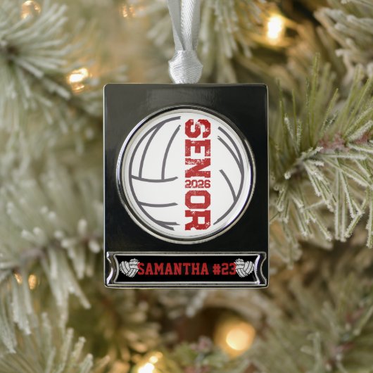 Aangepaste volleybal senior jaar noodlijdend aanta verzilverd banner ornament (Boom)