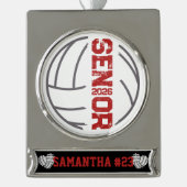 Aangepaste volleybal senior jaar noodlijdend aanta verzilverd banner ornament (Voorkant)