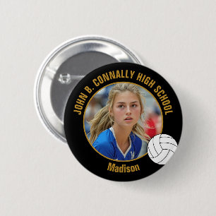 Aangepaste Volleybal Speler Foto Hoge School Geest Ronde Button 5,7 Cm