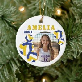 Aangepaste Volleybal Speler Foto Kerst Ornament