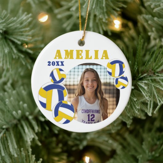 Aangepaste Volleybal Speler Foto Kerst Ornament (Boom)