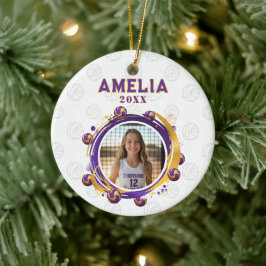 Aangepaste Volleybal Speler Foto Kerstmis Keramisch Ornament