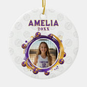 Aangepaste Volleybal Speler Foto Kerstmis Keramisch Ornament (Voorkant)