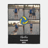 Aangepaste Volleybal Speler Fotocollage met Naam Fleece Deken (Voorkant)