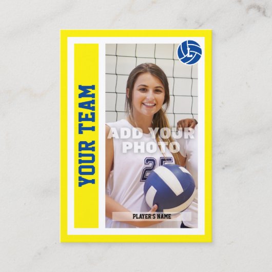 Aangepaste Volleybal Trading Kaart (Heldergeel) Contactkaartje (Voorkant)
