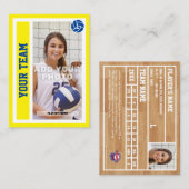 Aangepaste Volleybal Trading Kaart (Heldergeel) Contactkaartje (Voorkant / Achterkant)