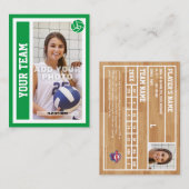Aangepaste Volleybal Trading Kaart (Kelly Green) Contactkaartje (Voorkant / Achterkant)