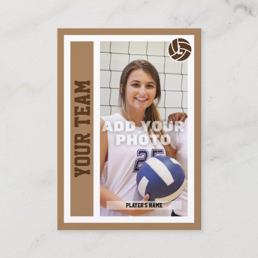 Aangepaste volleybal Trading Kaart (lichtbruin) Contactkaartje (Voorkant)