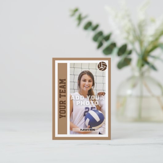 Aangepaste volleybal Trading Kaart (lichtbruin) Contactkaartje (Staand voorkant)