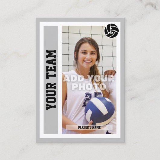 Aangepaste volleybal Trading Kaart (lichtgrijs) Contactkaartje (Voorkant)