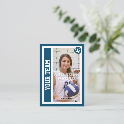 Aangepaste Volleybal Trading Kaart (Ocean Blue) Contactkaartje (Staand voorkant)