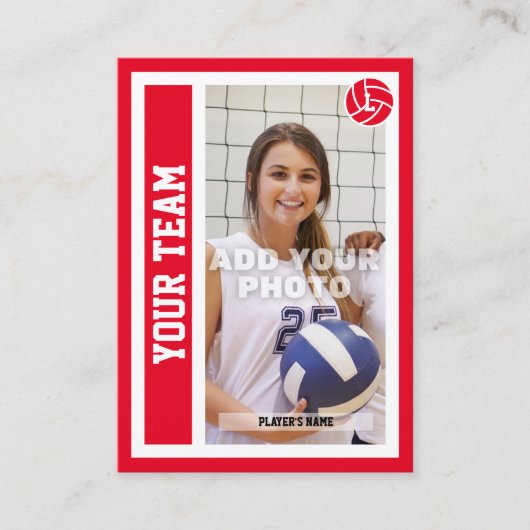Aangepaste Volleybal Trading Kaart (rood) Contactkaartje (Voorkant)