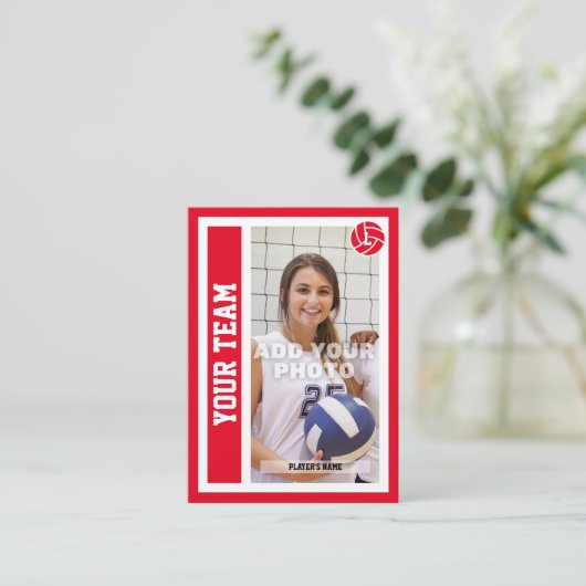 Aangepaste Volleybal Trading Kaart (rood) Contactkaartje (Staand voorkant)