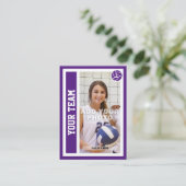 Aangepaste Volleybal Trading Kaart (Royal Paarse) Contactkaartje (Staand voorkant)