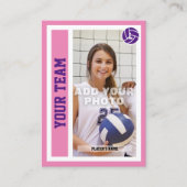 Aangepaste Volleybal Trading Kaart (roze) Contactkaartje (Voorkant)