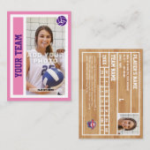 Aangepaste Volleybal Trading Kaart (roze) Contactkaartje (Voorkant / Achterkant)