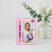 Aangepaste Volleybal Trading Kaart (roze) Contactkaartje (Staand voorkant)
