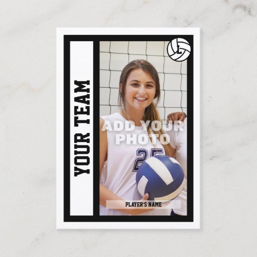 Aangepaste Volleybal Trading Kaart (wit) Contactkaartje (Voorkant)