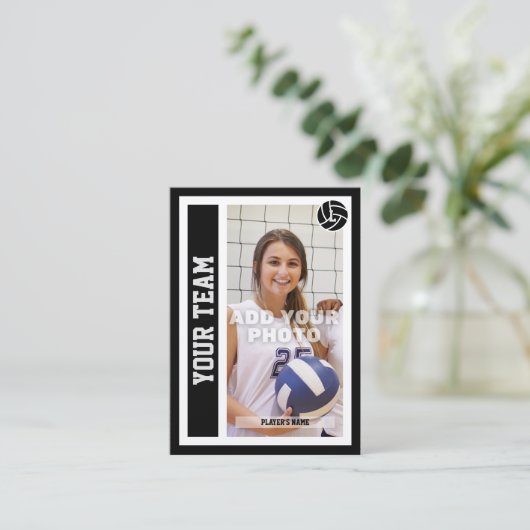Aangepaste Volleybal Trading Kaart (zwart) Contactkaartje (Staand voorkant)