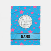 Aangepaste volleybalblauwe roze sterren fleece deken (Voorkant)