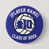 Aangepaste volleybalspeler en klasse ronde button 7,6 cm (Voorkant)