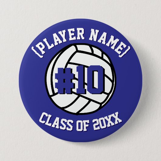 Aangepaste volleybalspeler en klasse ronde button 7,6 cm (Voorkant)
