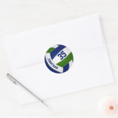 Aangepaste volleybalspeler naam blauw groen ronde sticker (Envelop)